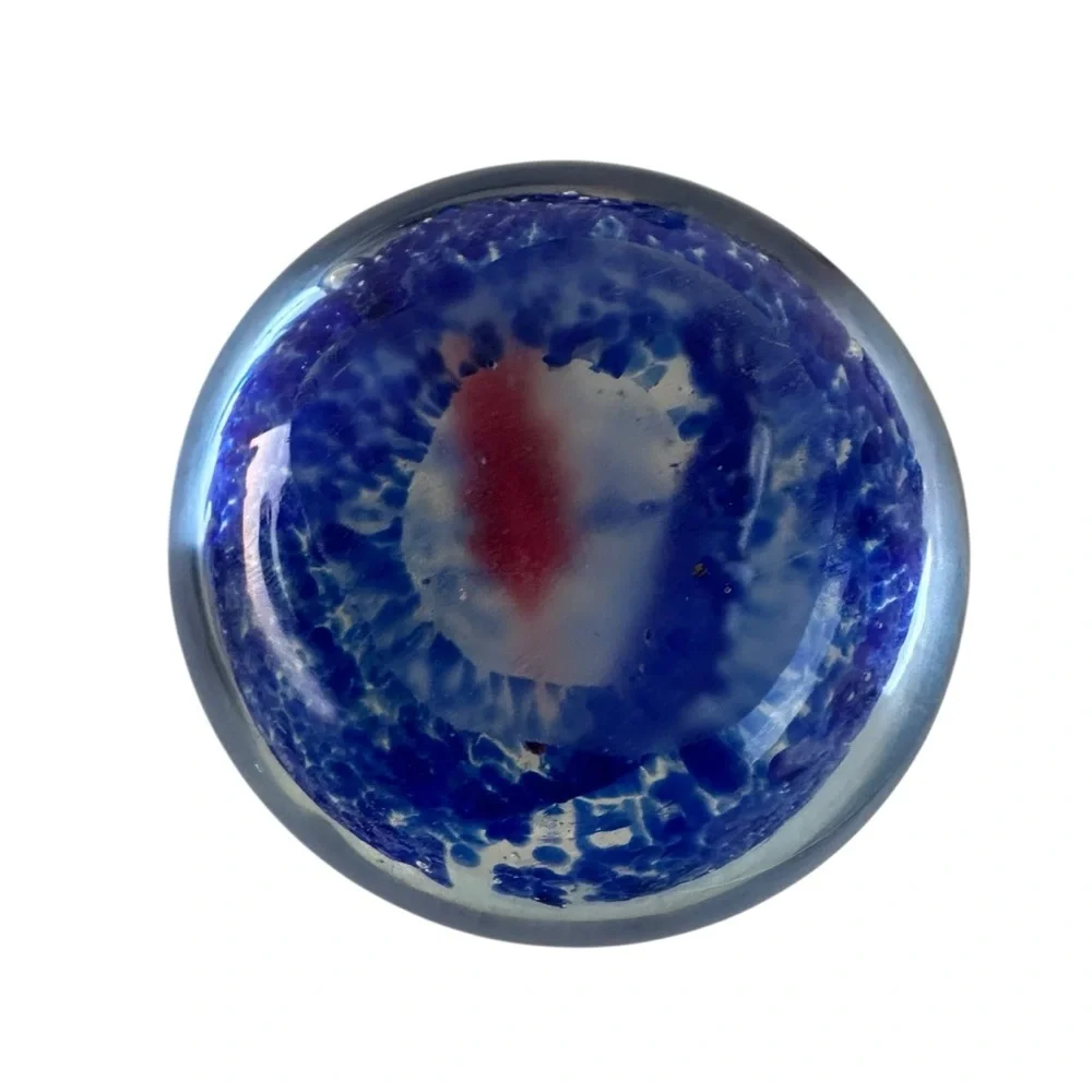 Blue and Orange Glass FishHand-Blown Art Glass Paperweight